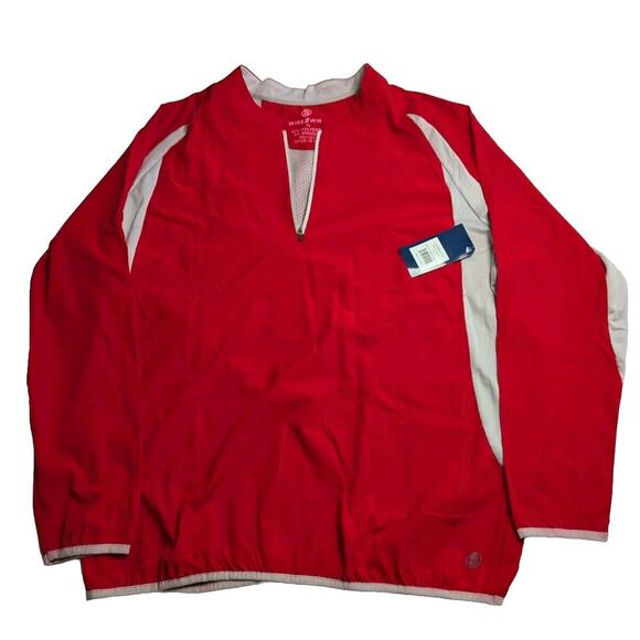 Wire 2 Wire Mens Performance 1/4 Zip Long Sleeve Red/ Gray Cage Jacket Size XL - Picture 1 of 4